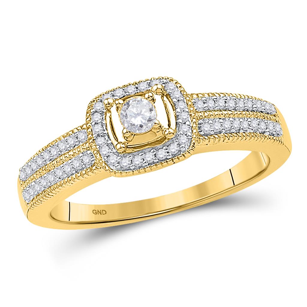 10k Yellow Gold Round Diamond Solitaire Bridal Engagement Ring 1/4 Cttw