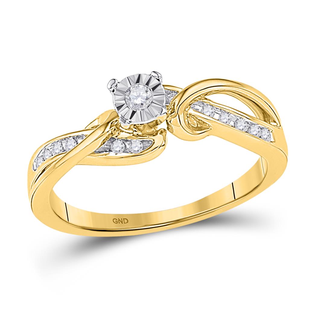 10k Yellow Gold Round Diamond Solitaire Bridal Engagement Ring 1/8 Cttw