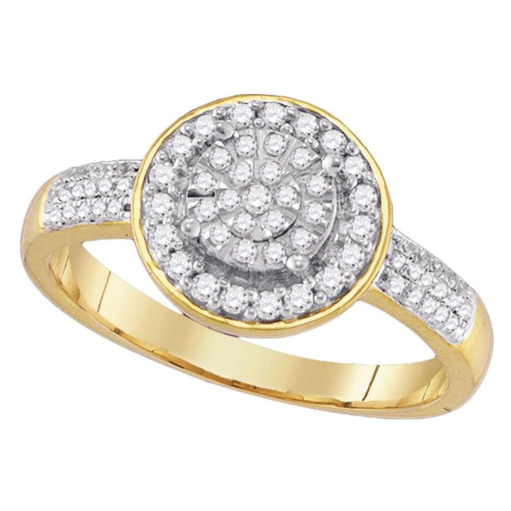 10k Yellow Gold Flower Cluster Diamond Band Ring 1/3 Cttw