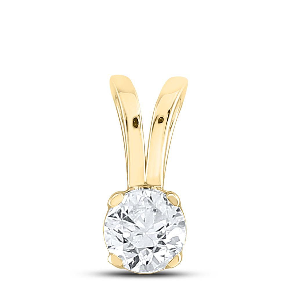 14k Yellow Gold Round Diamond Solitaire Pendant 1/2 Cttw (Certified)