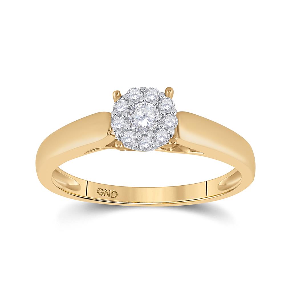 10k Yellow Gold Round Diamond Solitaire Bridal Engagement Ring 1/5 Cttw (Certified)