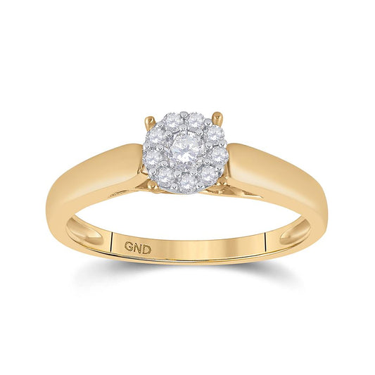 10k Yellow Gold Round Diamond Solitaire Bridal Engagement Ring 1/5 Cttw (Certified)