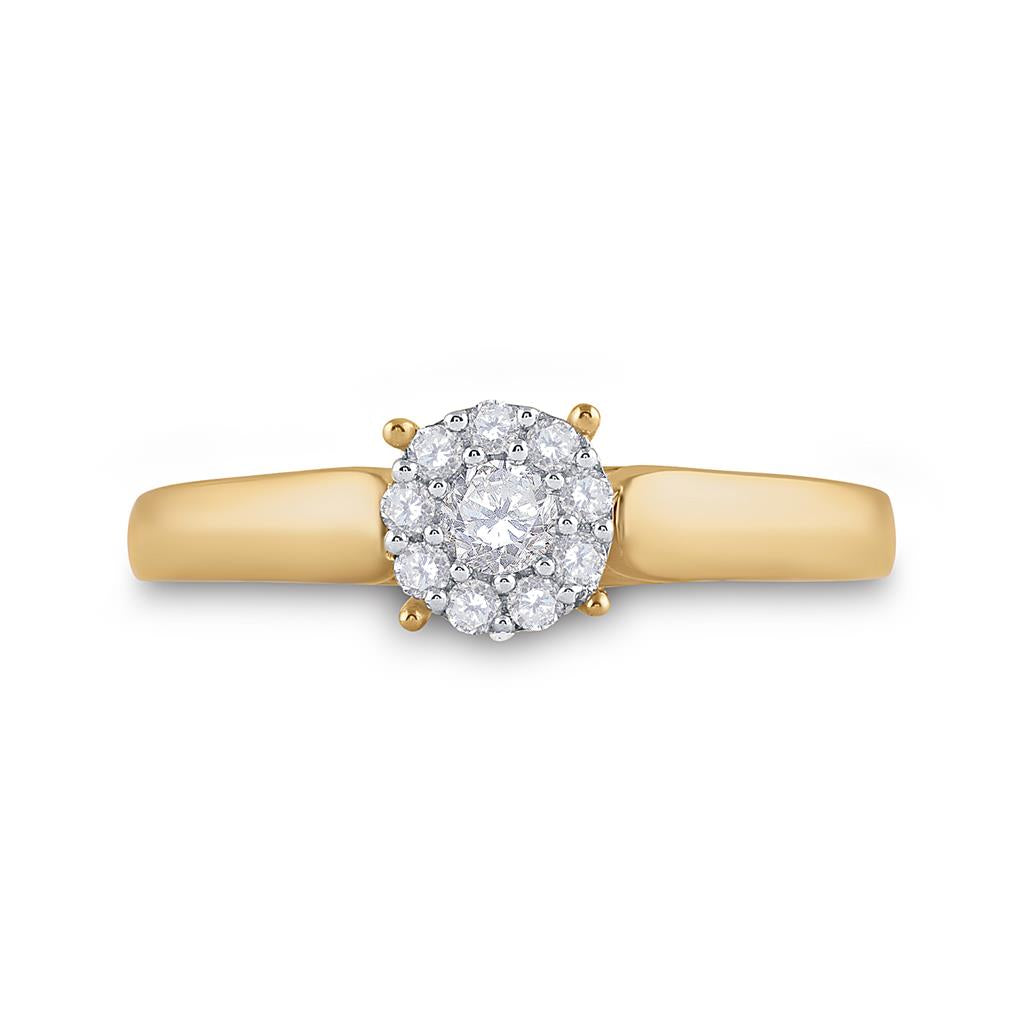 10k Yellow Gold Round Diamond Solitaire Bridal Engagement Ring 1/5 Cttw (Certified)