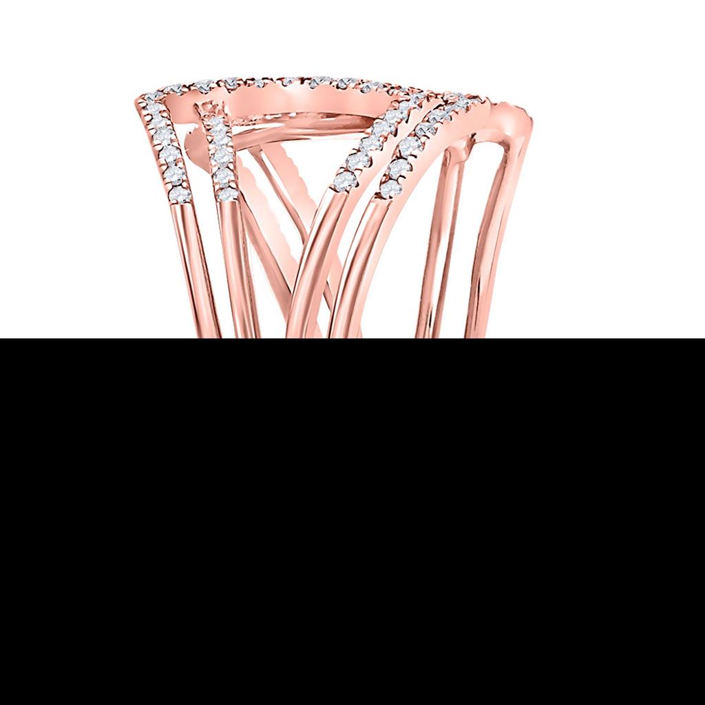 10k Rose Gold Round Diamond Modern Fashion Band Ring 1/4 Cttw