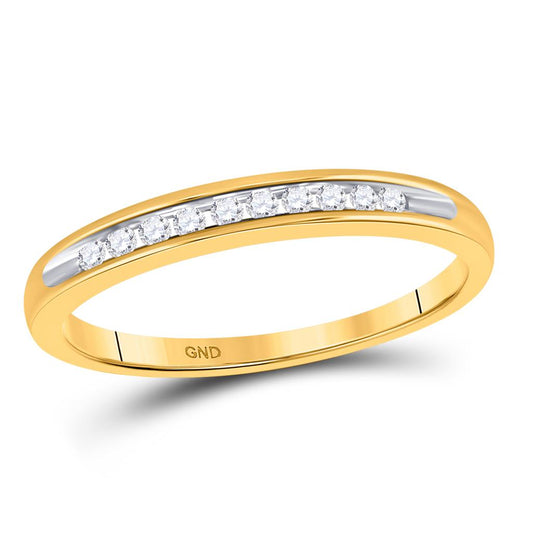 10k Yellow Gold Round Diamond Single Row Band Ring 1/10 Cttw