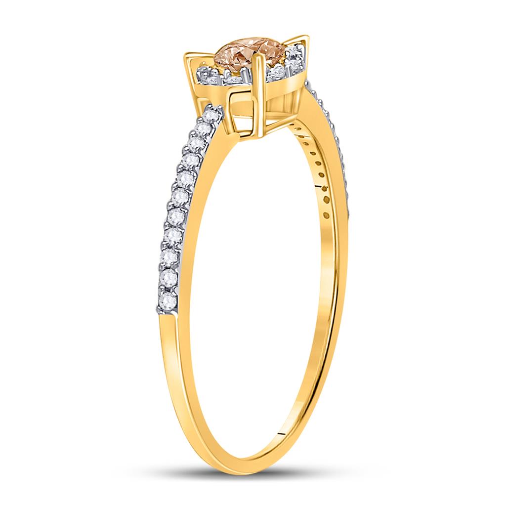 10k Yellow Gold Round Brown Diamond Solitaire Bridal Engagement Ring 1/3 Cttw