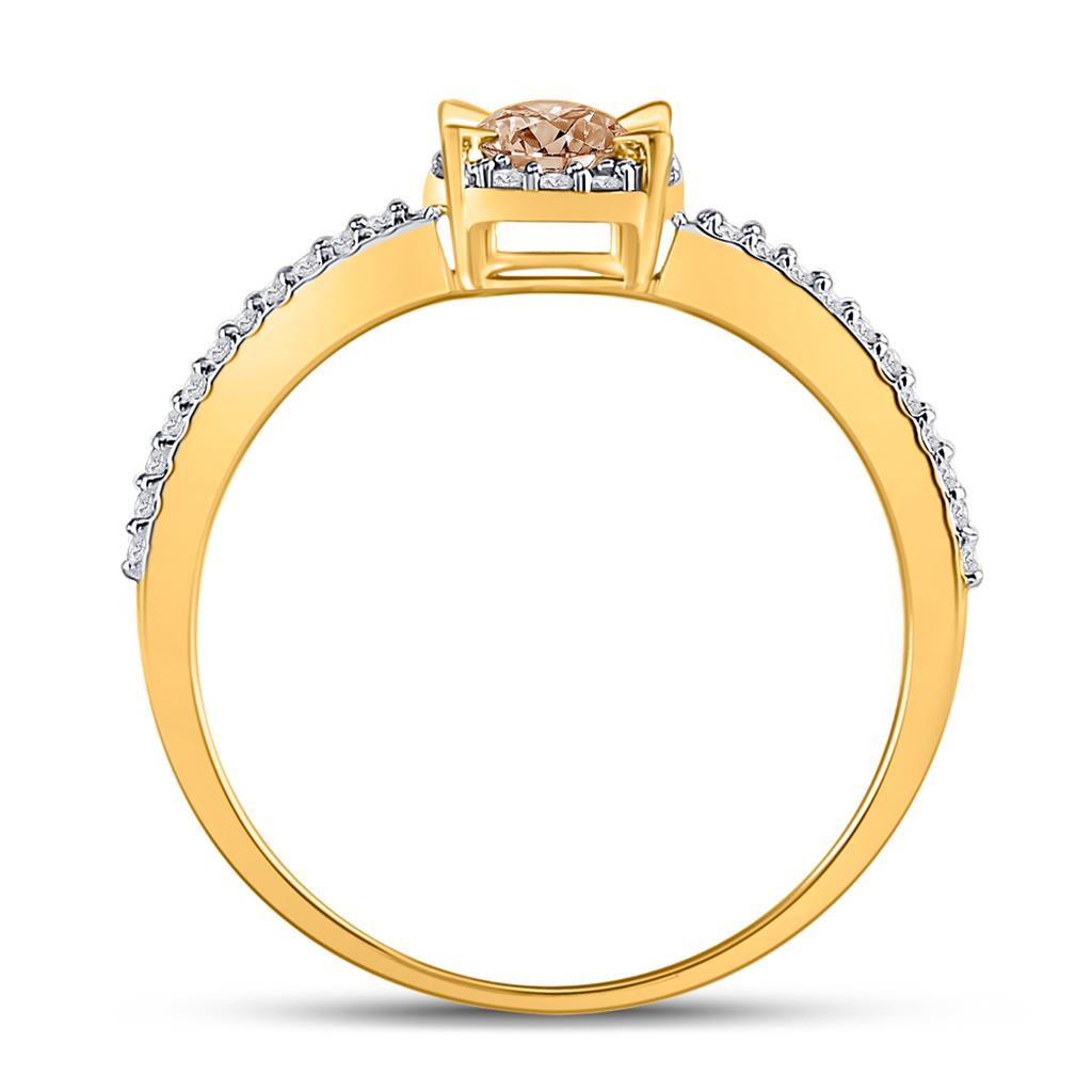 10k Yellow Gold Round Brown Diamond Solitaire Bridal Engagement Ring 1/3 Cttw