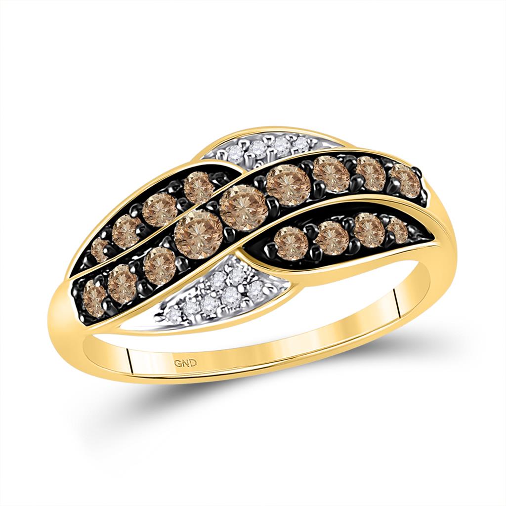 10k Yellow Gold Round Brown Diamond Band Ring 1/2 Cttw