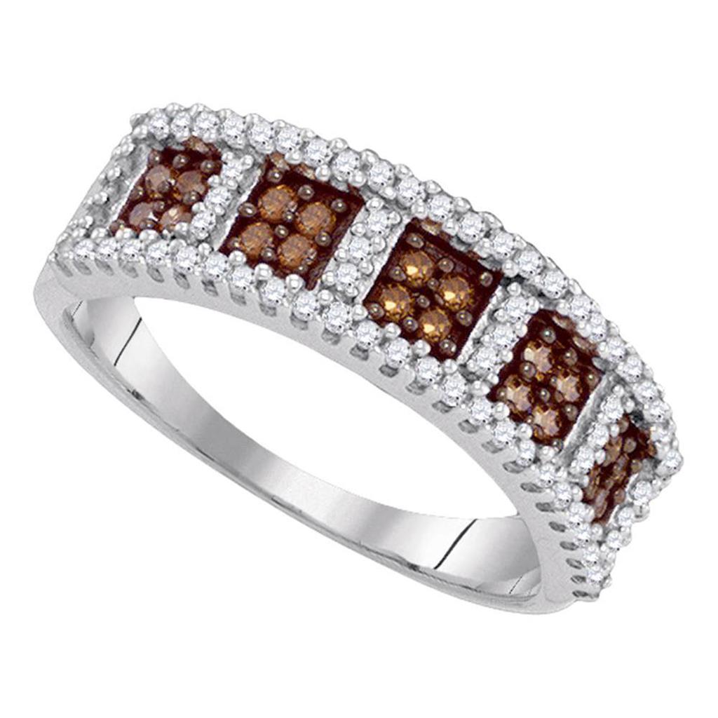 14k White Gold Brown Diamond Cocktail Daily-wear Band .45 Cttw