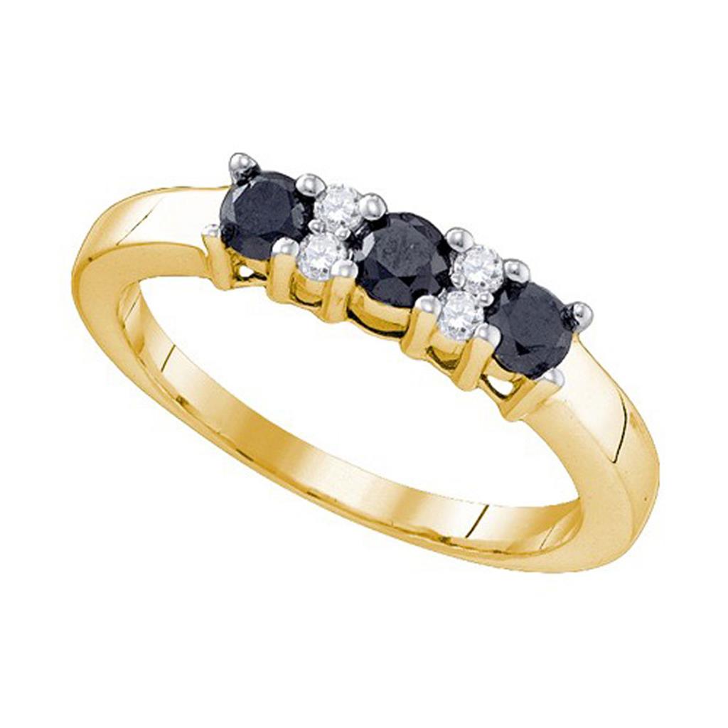 10k Yellow Gold Round Black Diamond Band Ring 5/8 Cttw