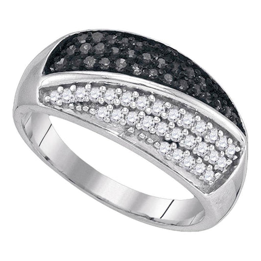 14k White Gold Black Diamond Band 1/2 Cttw