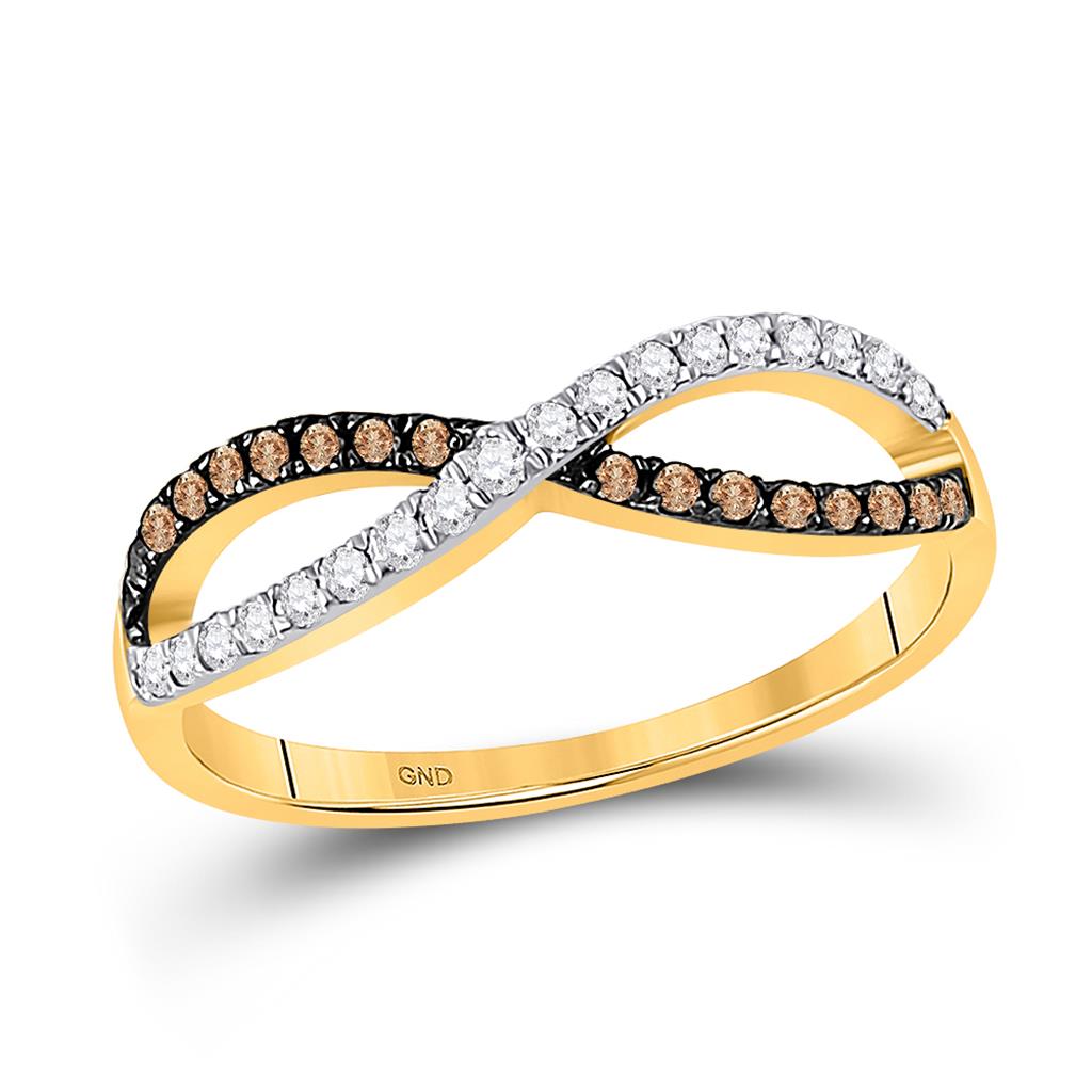 10k Yellow Gold Round Black Diamond Band Ring 1/3 Cttw