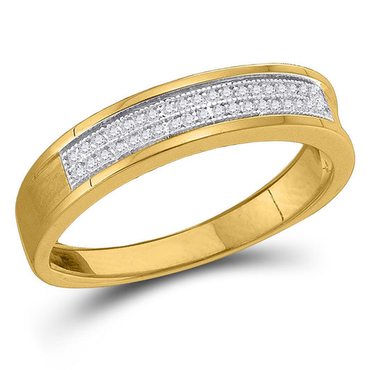 10k Yellow Gold Round Diamond Pave Band Ring 1/8 Cttw