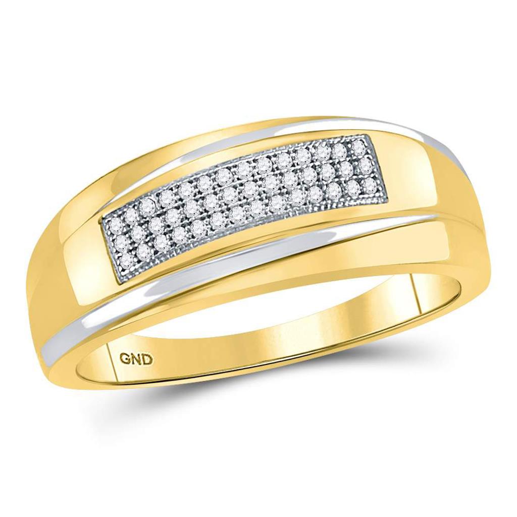 10k Two-tone Gold Round Diamond Wedding Band Ring 1/8 Cttw