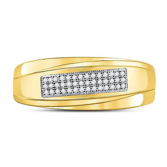 10k Two-tone Gold Round Diamond Wedding Band Ring 1/8 Cttw