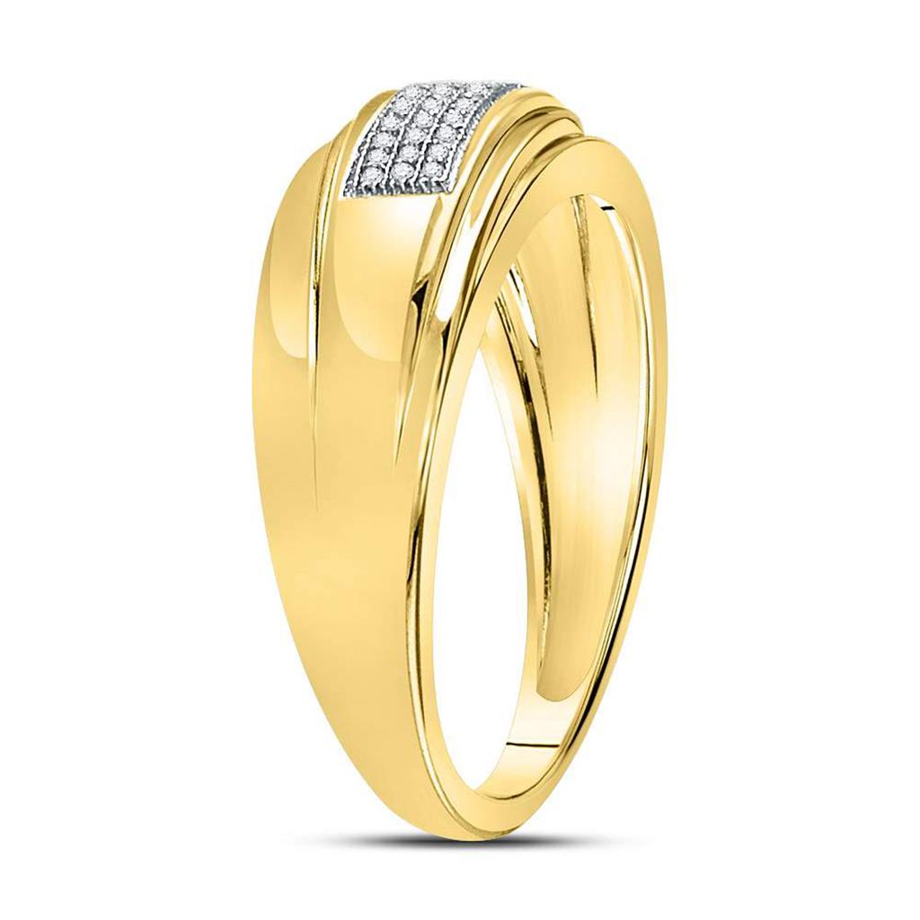 10k Two-tone Gold Round Diamond Wedding Band Ring 1/8 Cttw