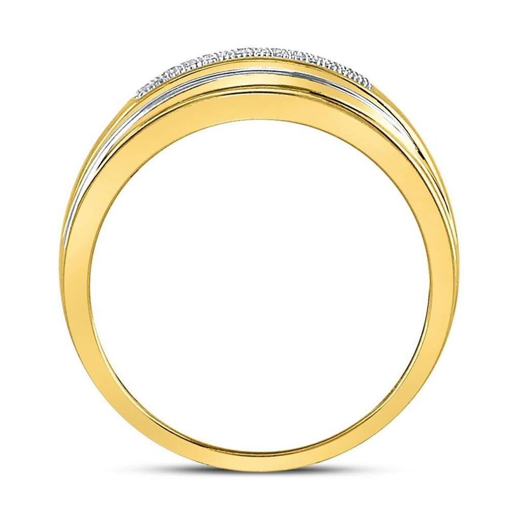 10k Two-tone Gold Round Diamond Wedding Band Ring 1/8 Cttw