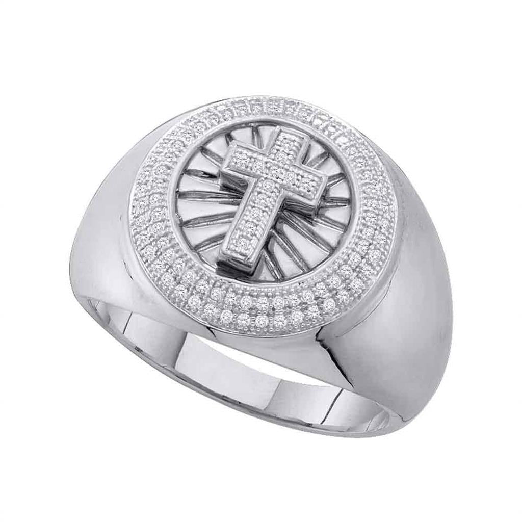 1/3CT-Diamond MENS CROSS MENS RING