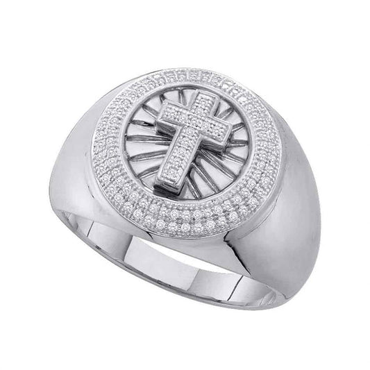 1/3CT-Diamond MENS CROSS MENS RING