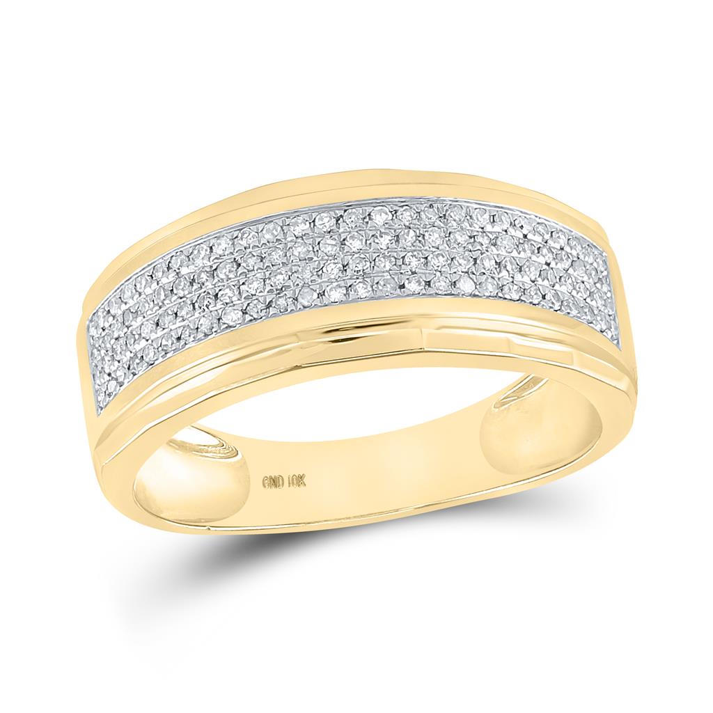 10k Yellow Gold Round Diamond Band Ring 1/3 Cttw