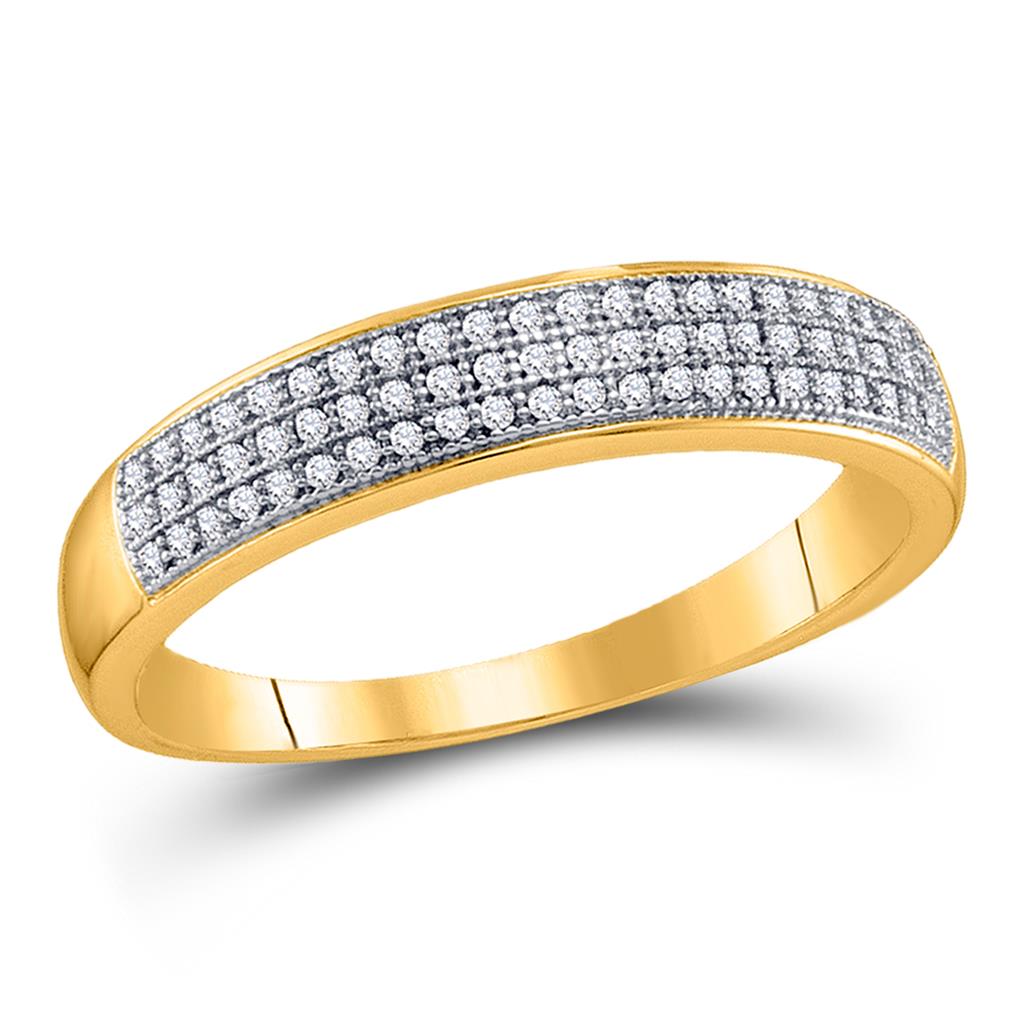 10k Yellow Gold Round Diamond Pave Band Ring 1/5 Cttw