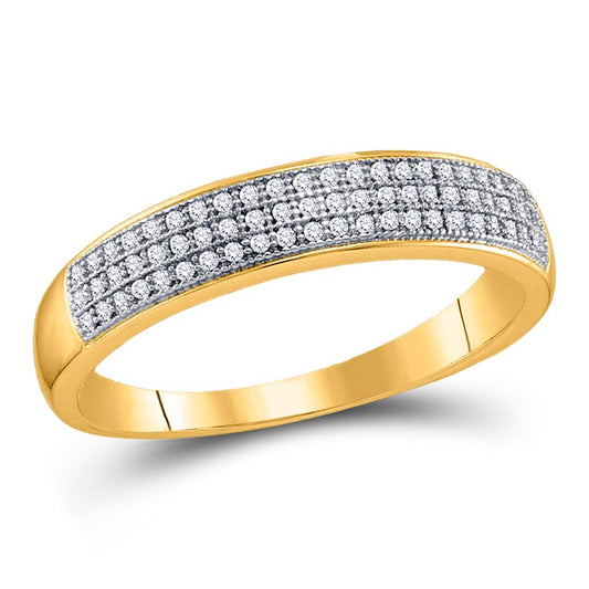 10k Yellow Gold Round Diamond Pave Band Ring 1/5 Cttw