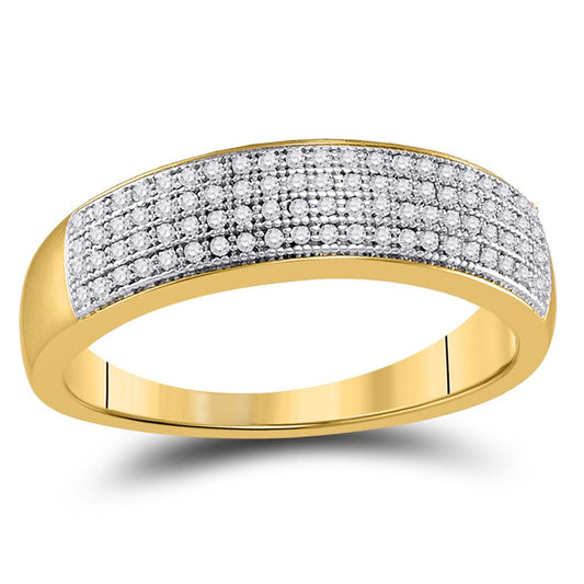 10k Yellow Gold Round Diamond Wedding Band Ring 1/4 Cttw