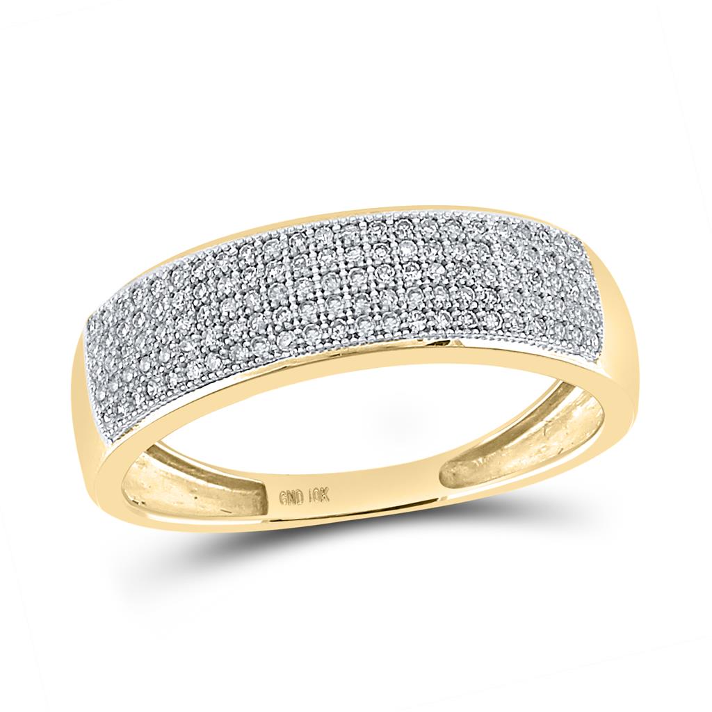 10k Yellow Gold Round Diamond Wedding Band Ring 1/3 Cttw