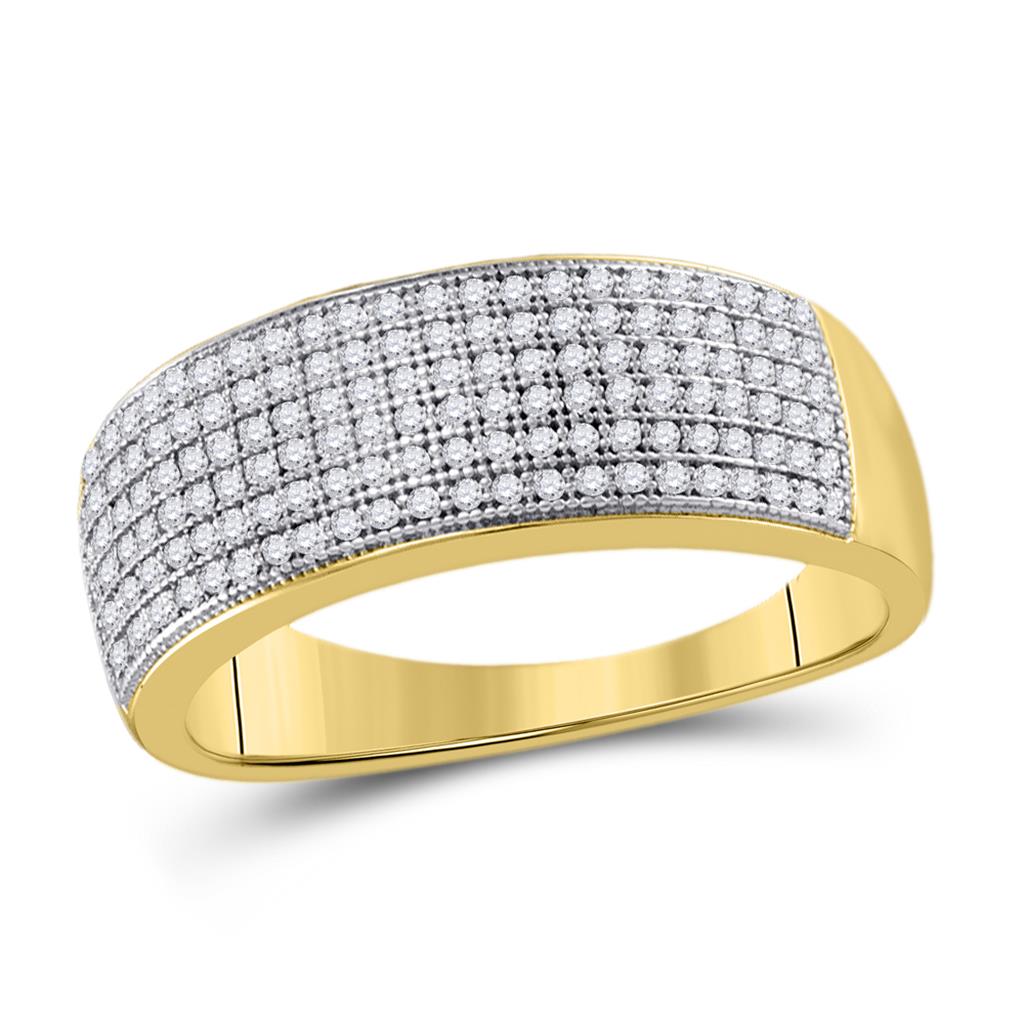 10k Yellow Gold Round Diamond Pave Band Ring 1/2 Cttw