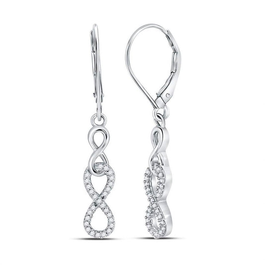 Sterling Silver Round Diamond Infinity Dangle Earrings 1/5 Cttw