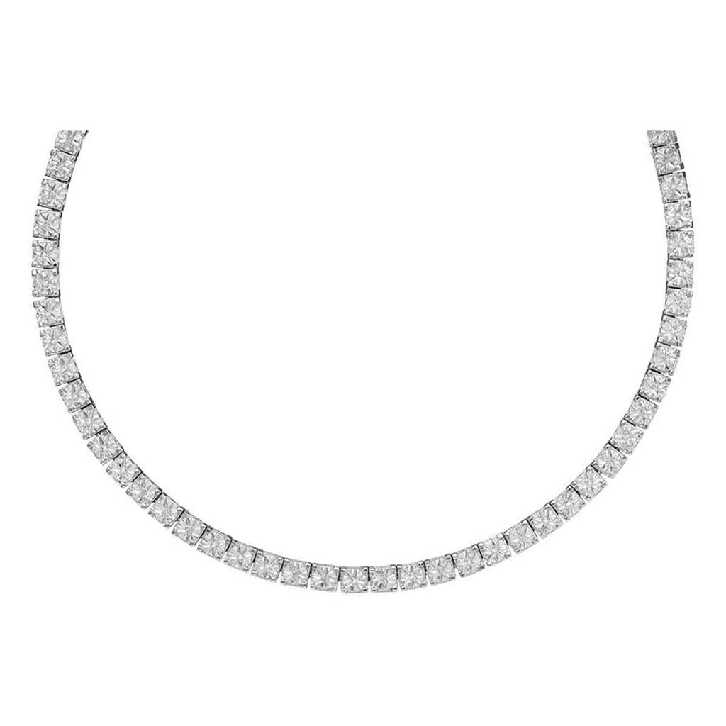 Yellow-tone Sterling Silver Round Diamond Single Row Necklace 1/2 Cttw