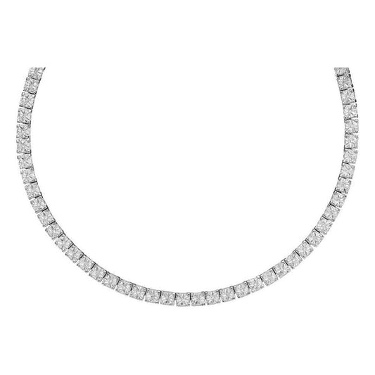 Yellow-tone Sterling Silver Round Diamond Single Row Necklace 1/2 Cttw