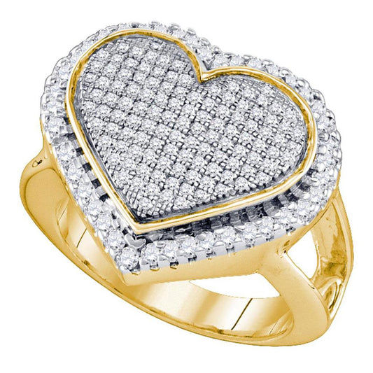 Yellow-tone Sterling Silver Round Diamond Heart Ring 1/6 Cttw