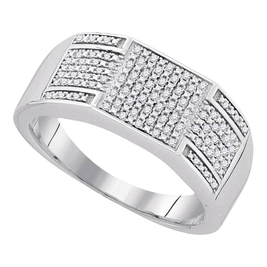 Sterling Silver Round Diamond Square Cluster Ring 1/4 Cttw