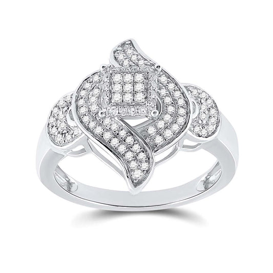 Sterling Silver Round Diamond Fashion Ring 1/3 Cttw