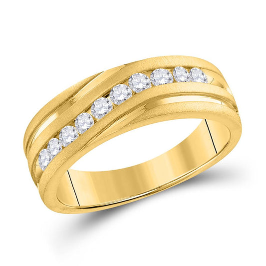 10k Yellow Gold Round Diamond Wedding Band Ring 1 Cttw