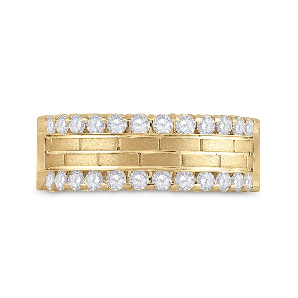 10k Yellow Gold Round Diamond Wedding Brick Band Ring 1 Cttw