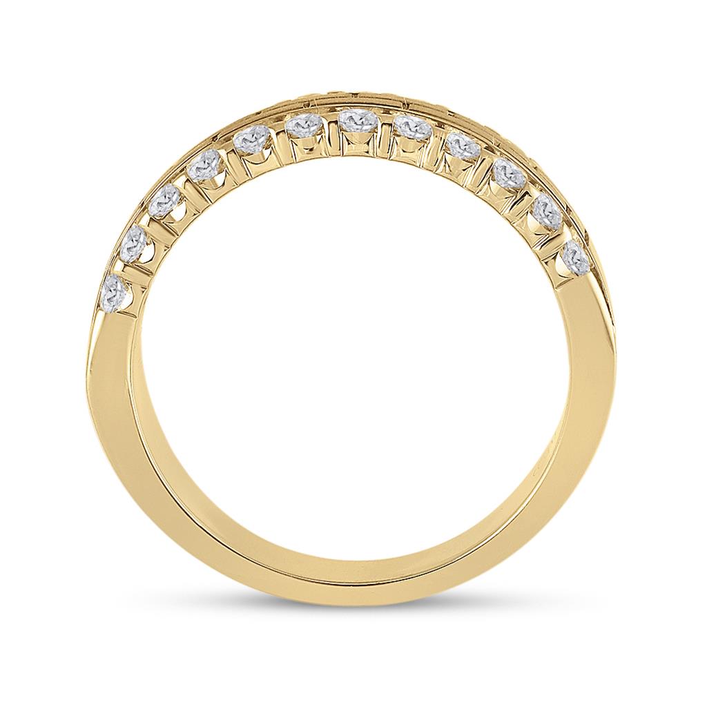 10k Yellow Gold Round Diamond Wedding Brick Band Ring 1 Cttw