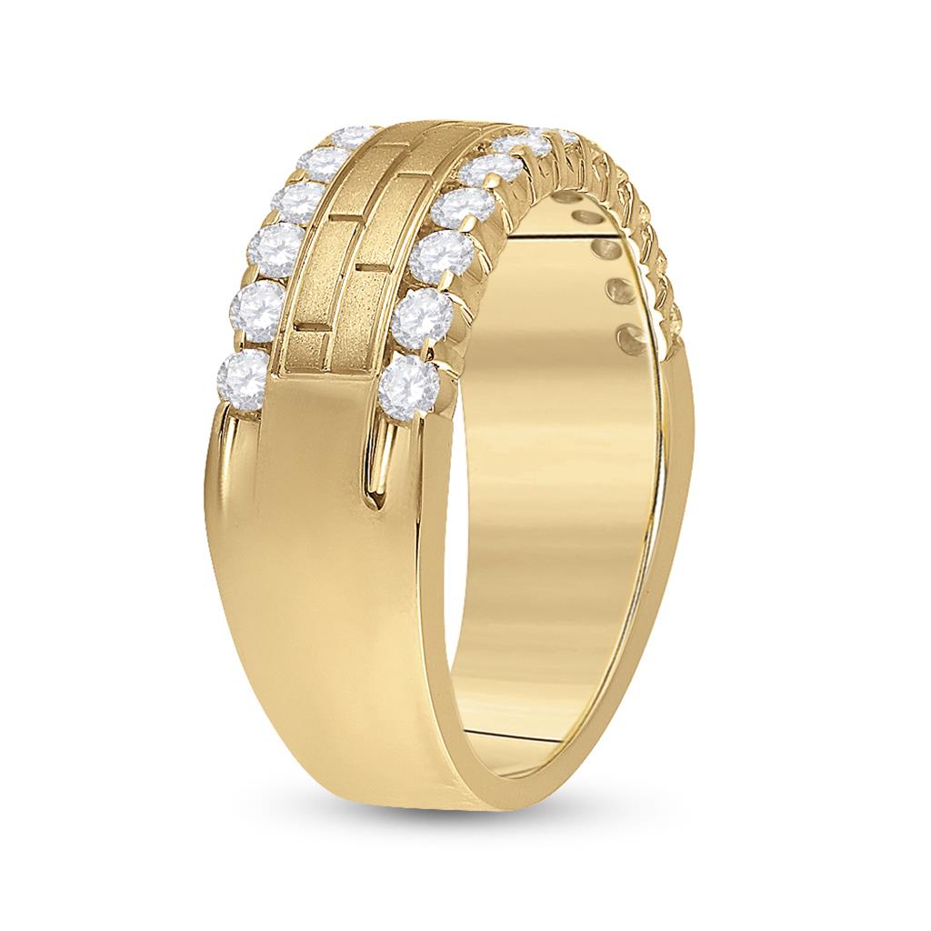 10k Yellow Gold Round Diamond Wedding Brick Band Ring 1 Cttw