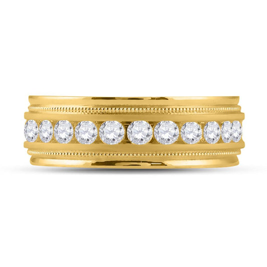 10k Yellow Gold Round Diamond Wedding Single Row Band Ring 1 Cttw