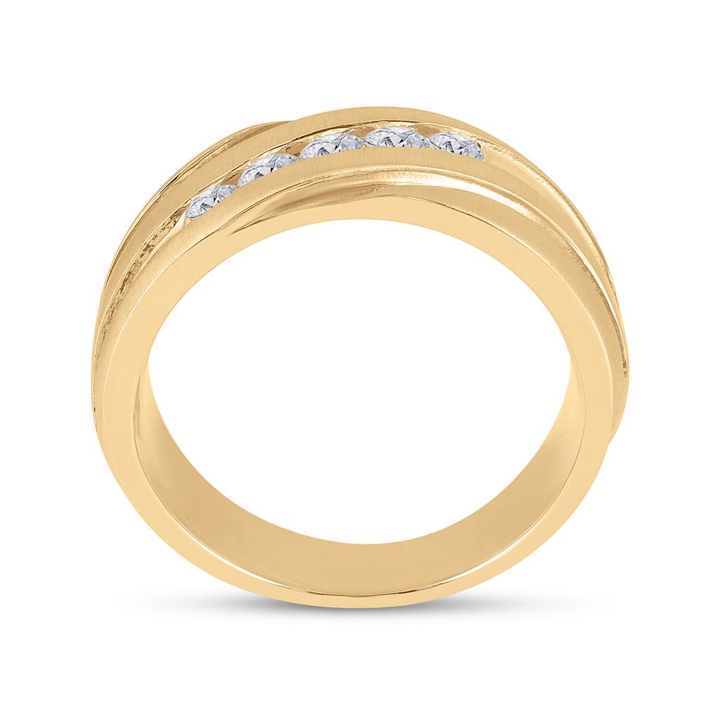 10k Yellow Gold Round Diamond Diagonal Wedding Band Ring 1/2 Cttw