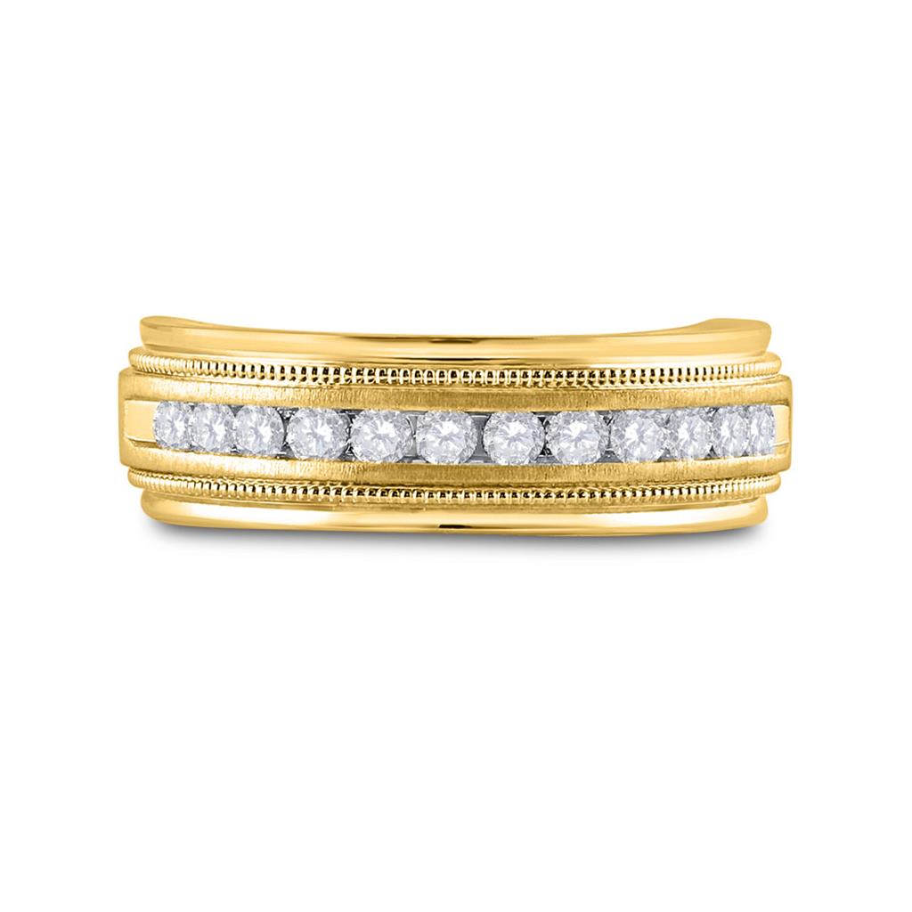 10k Yellow Gold Round Diamond Wedding Single Row Band Ring 1/2 Cttw