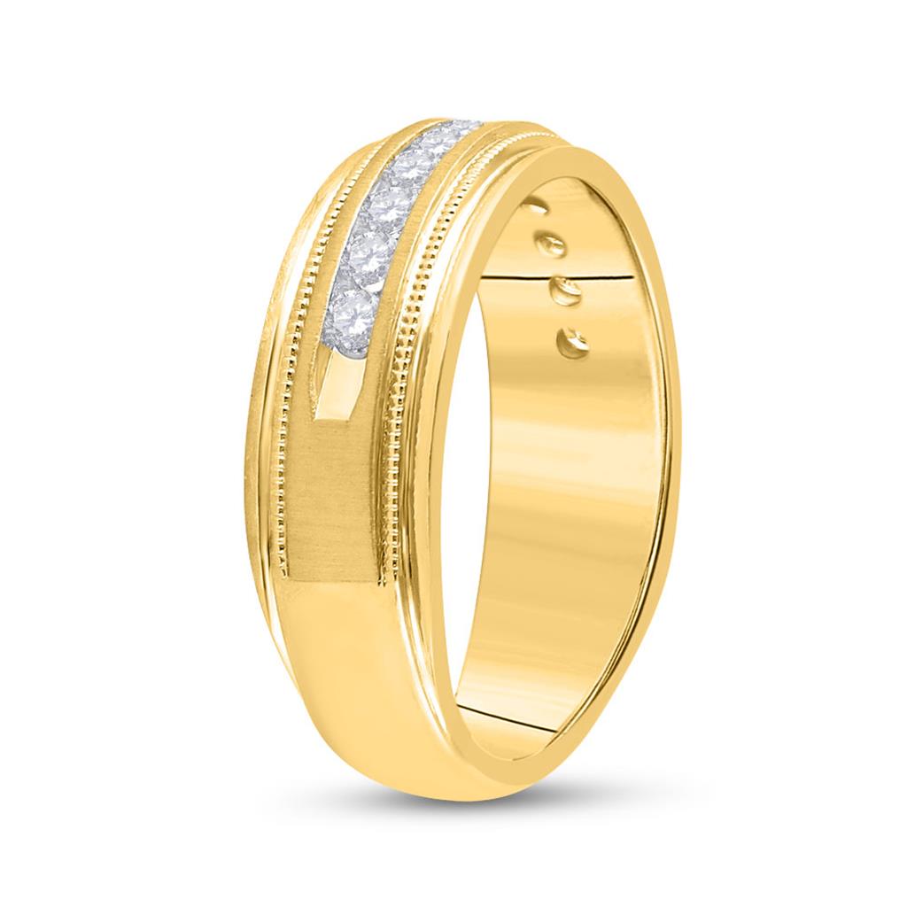 10k Yellow Gold Round Diamond Wedding Single Row Band Ring 1/2 Cttw