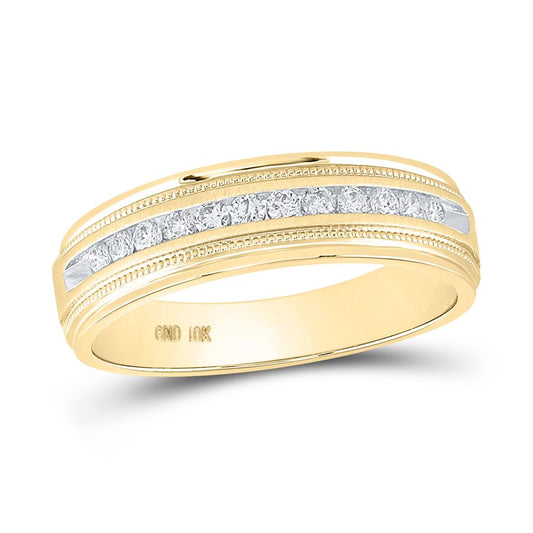 10k Yellow Gold Round Diamond Wedding Single Row Band Ring 1/4 Cttw