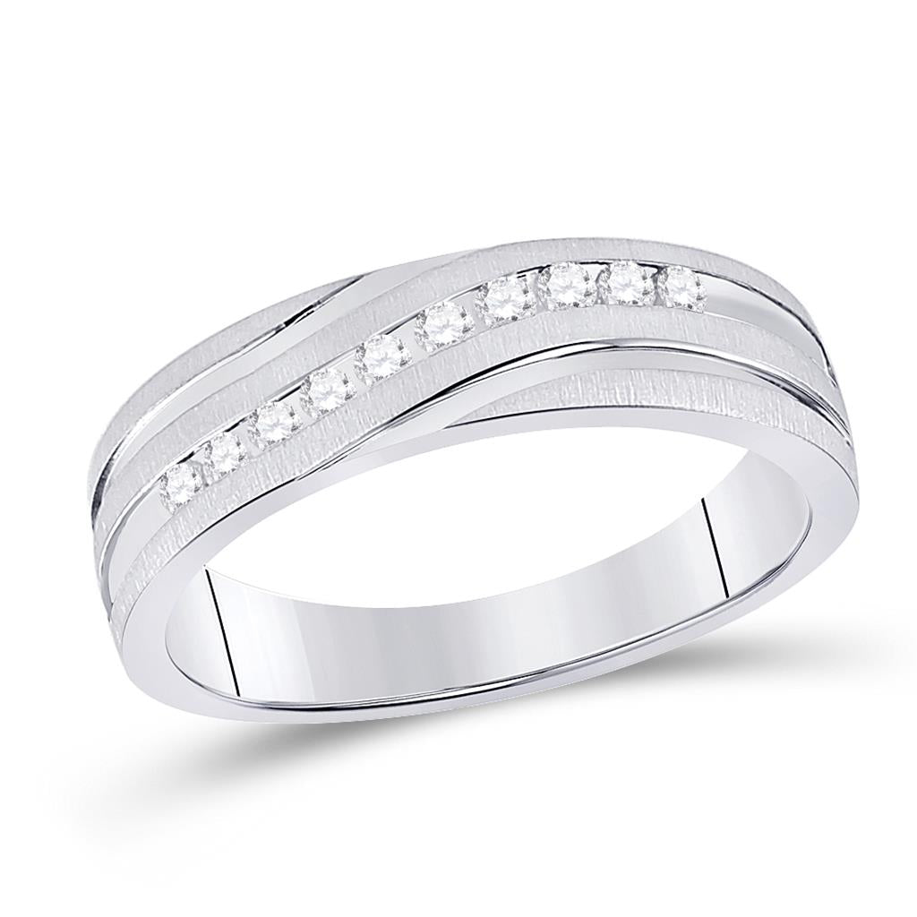 14k White Gold Round Diamond Wedding Anniversary Band 1/4 Cttw