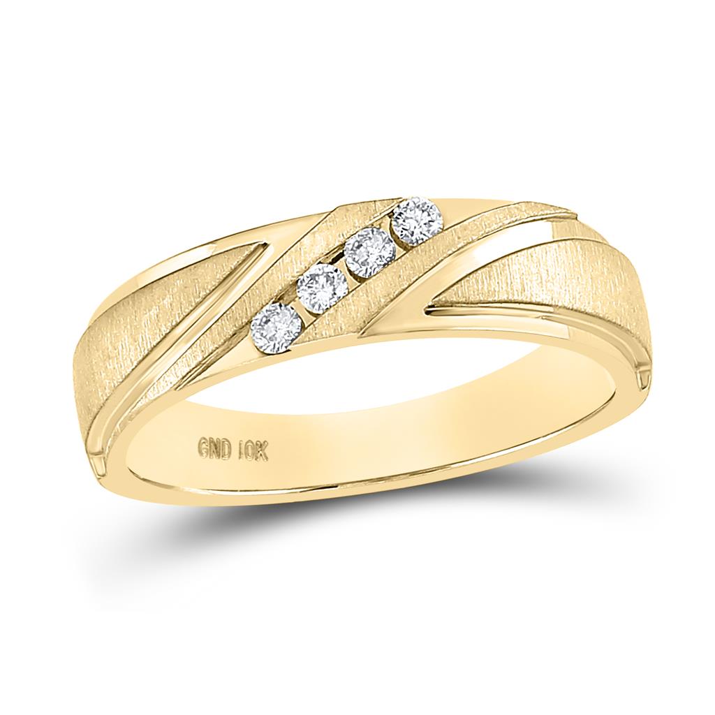 10k Yellow Gold Round Diamond Wedding Band Ring 1/6 Cttw