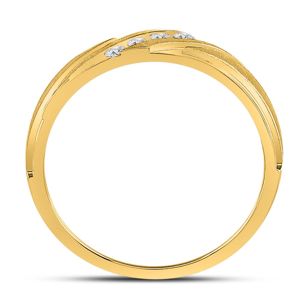 10k Yellow Gold Round Diamond Wedding Band Ring 1/6 Cttw