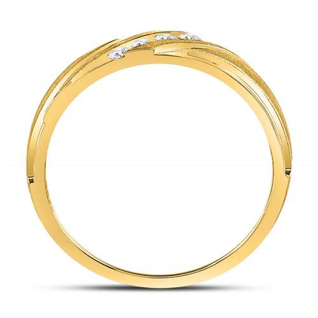 10k Yellow Gold Round Diamond Wedding Band Ring 1/6 Cttw