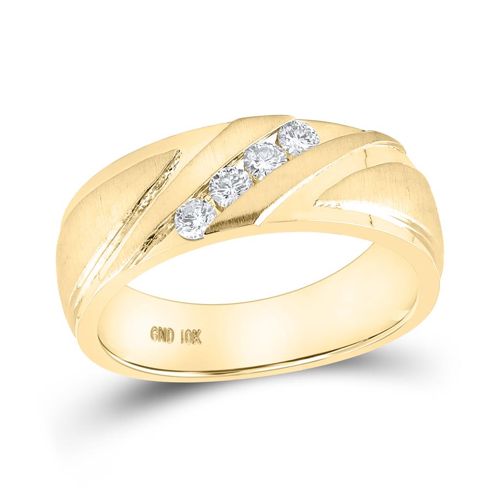 10k Yellow Gold 2-tone Round Diamond Wedding Band Ring 1/3 Cttw