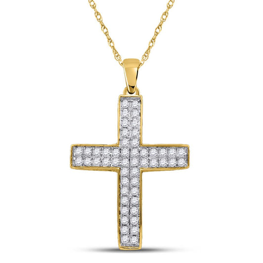 10k Yellow Gold Round Diamond Cross Pendant 1/2 Cttw